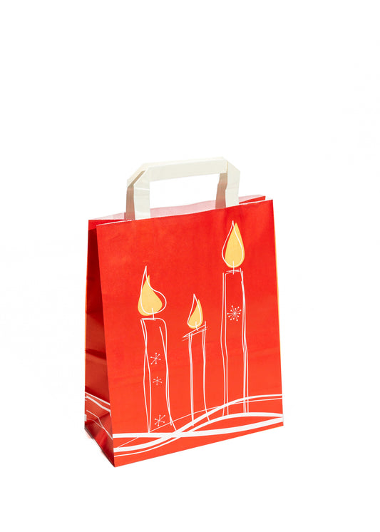 Red Christmas Candle Tape Handle Bags 22x10x28cm