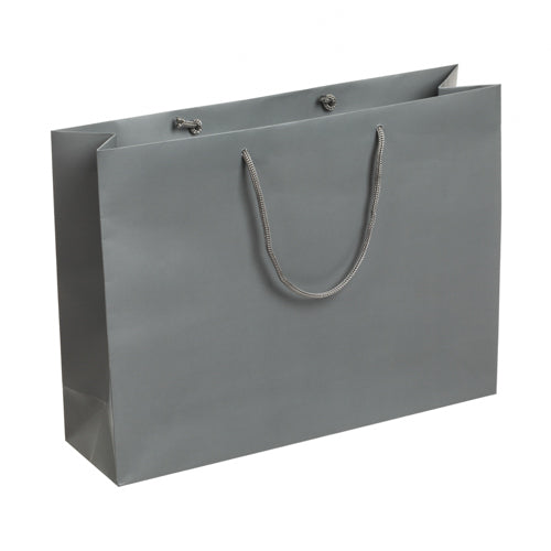 Grey Laminated Rope Handle Bag 42x12x32cm
