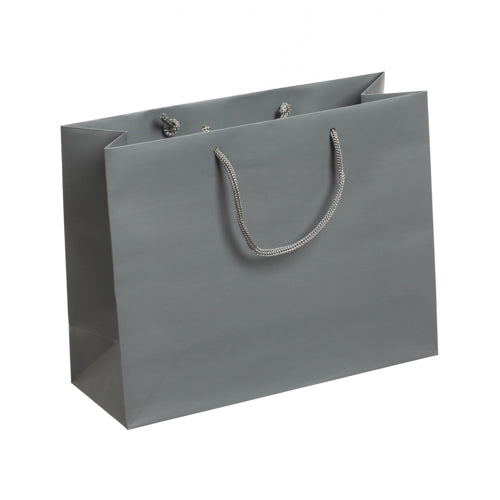 Grey Laminated Rope Handle Bag 32x12x25cm