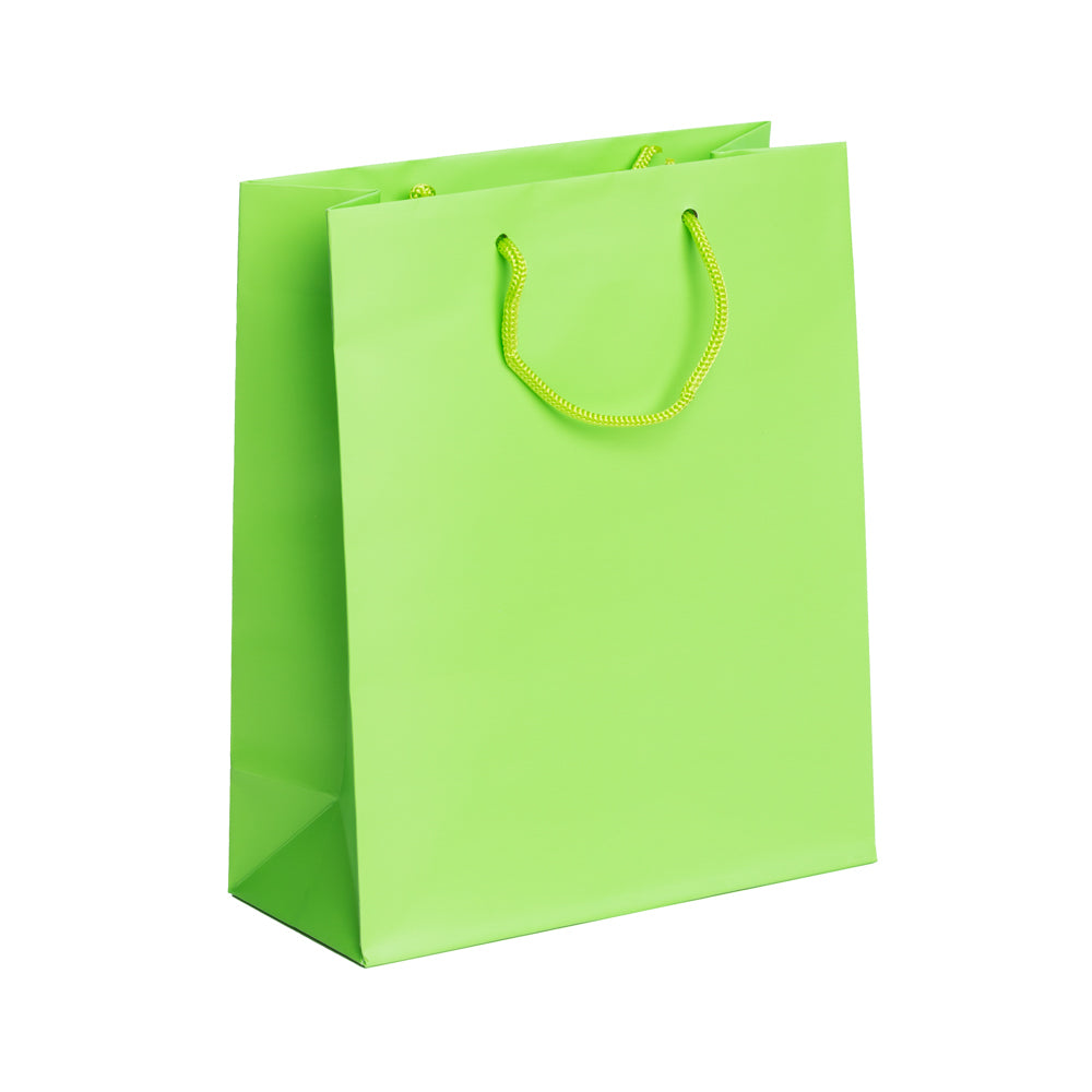 Large Lime Matt Laminated Carrier Bag 22x10x27cm