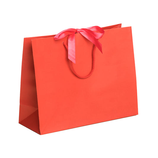 Coral Red Recycled Carriers with Ribbon Ties – Big Brown Carrier Bag