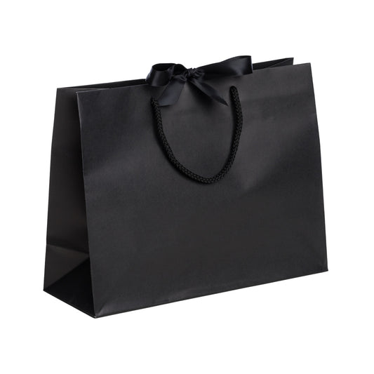 Black Landscape Paper Recycled Carrier Bag with Ribbon 320x120x250mm