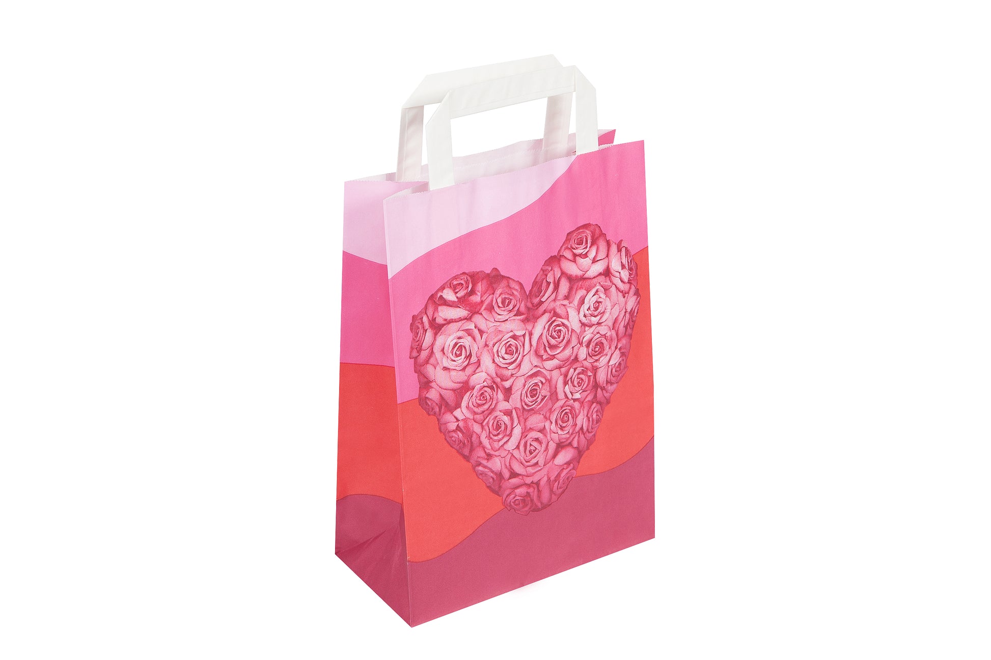 Small Heart & Roses Carrier Bags 20x10x28cm