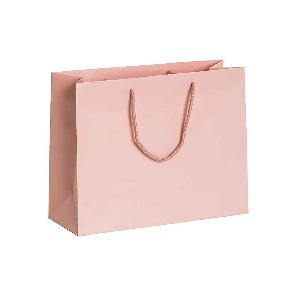 Large Rose Blush Matt Laminated Rope Handle Bag 32x12x25cm