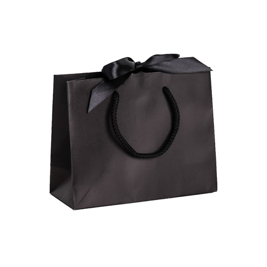 Black Landscape Paper Recycled Carrier Bag with Ribbon 200x80x160mm