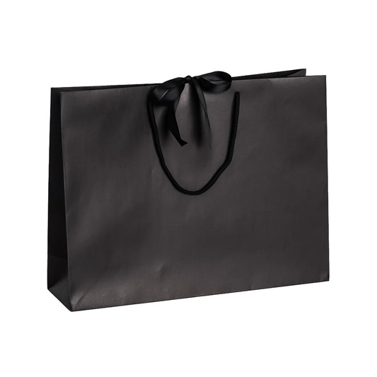 Black Landscape Paper Recycled Carrier Bag with Ribbon 420x120x320mm