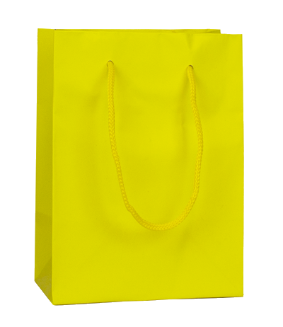 Small Yellow Matt Laminated Carrier Bag 12x8x14cm